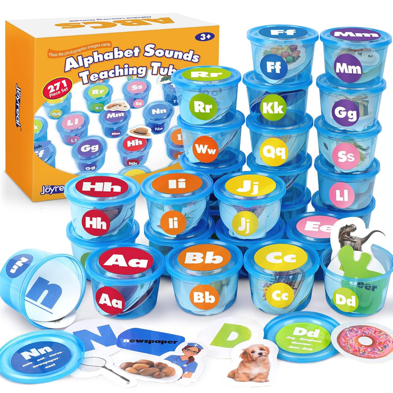 Alphabet Learning Toys Alphabet Sorters Tubs With Flash Cards, 271 Pcs Abc