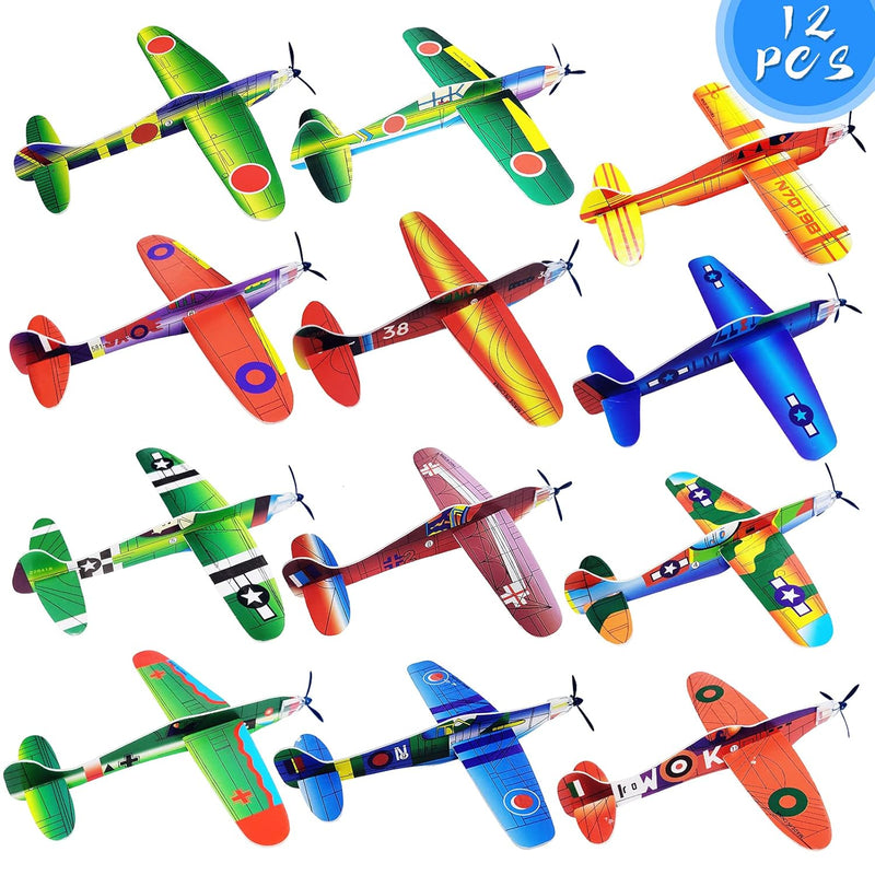 8" Airplane Toy,12 Different Designs Planes Toys For Boys,Foam Glider Planes T