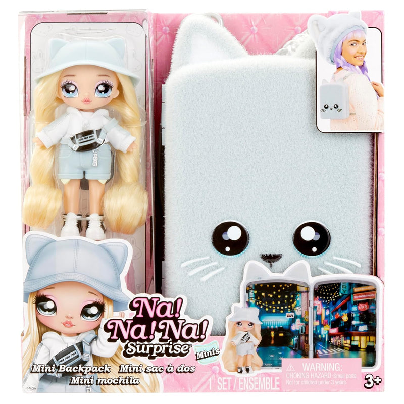 Mini Backpack Series 2 Khloe Kitty Fashion Doll, Fuzzy White Kitty Backpack