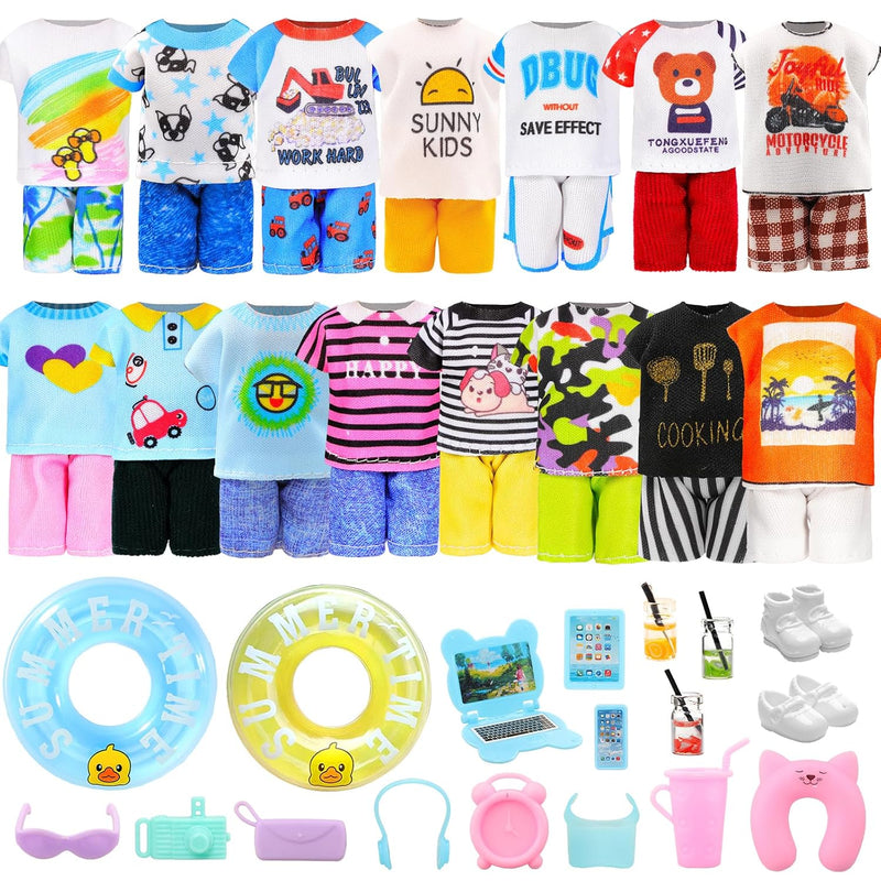 36 Pcs Boy Doll Travel Outfits For 4 6 Inch Doll Include 20 Pcs Top And Pan