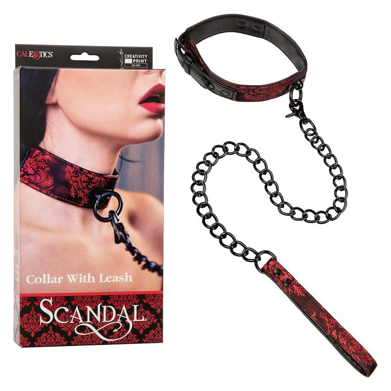 Scandal Collar With Leash – Bdsm Fetish Play Set For Couples – Sexy Bondage Restraint Lingerie – Black