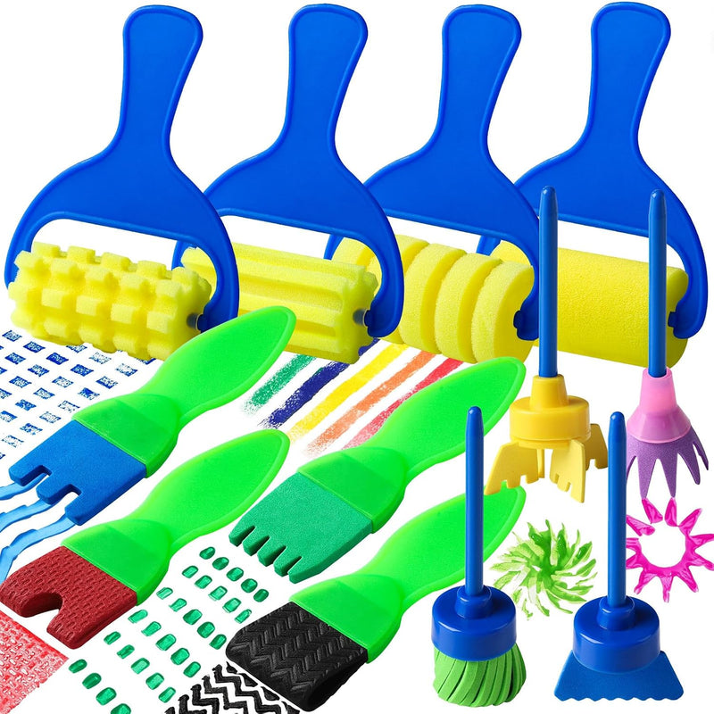 Kids Washable Paint Brushes 12 Pack for Toddlers Early Learning Arts Crafts Gift