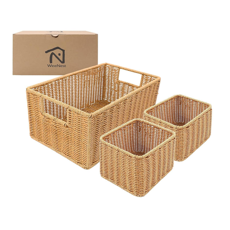 Wicker Basket With Handle, Wicker Baskets For Organizing, Shelf Baskets, Shelf B