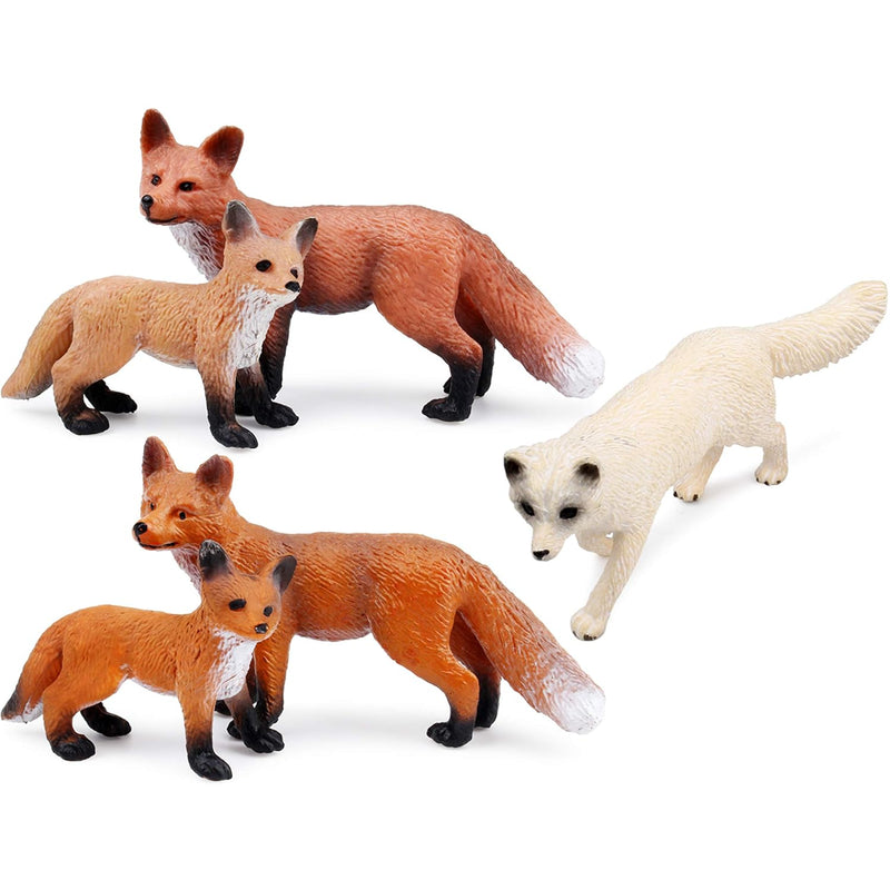 Fox Toy Figures Set Includes Arctic Fox & Red Foxes Figurines Cake Toppers
