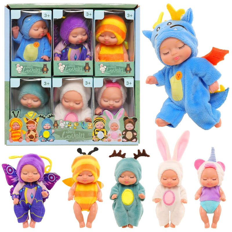 6 Pcs 4 Inch Mini Small Baby Dolls Toys Set Realistic Baby Dolls Reborn Tiny B