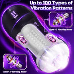 Dual Motor Male Masturbator with 100 Custom Modes, Textured Silicone Sleeve & LED Display