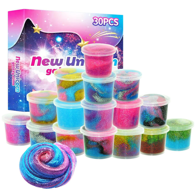 30 Pack Unicorn Galaxy Slime Kit, Stretchable And Textured Flash Galaxy Slime,