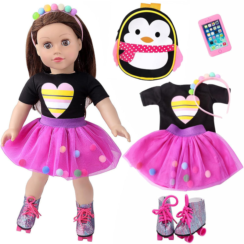 18 Inch American Doll Clothes And Accessories Doll Travel Skating Sport Pla