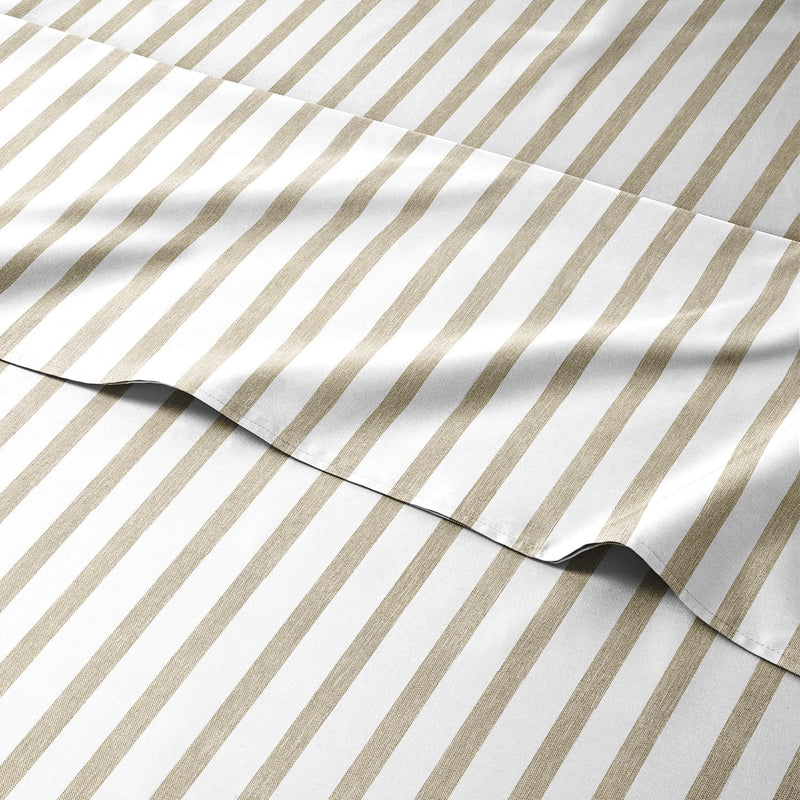 Striped Bed Sheets - Beige Sheets - Tan Pin Striped Sheets - Twin Striped Shee