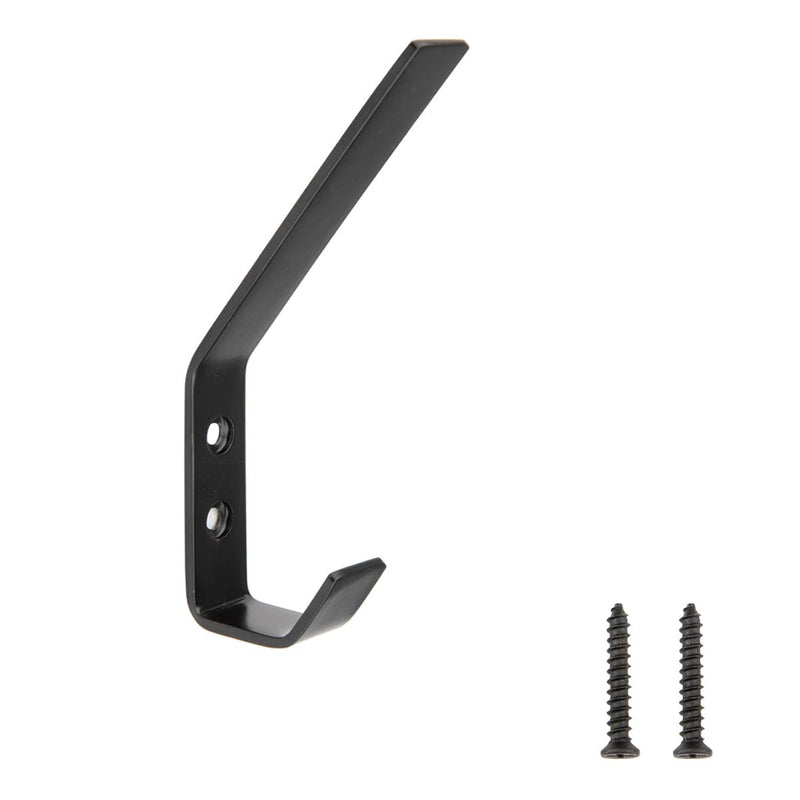 Wall Mounted Modern Metal Coat Hooks - Flat Black, 5-Pack