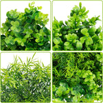 6 Bundles Artificial Greenery Stems Mixed Fake Plants Eucalyptus Rosemary Magnolia Stems Faux Plastic Artificial Plants for Outdoor Indoor Garden Home Window Box Decor