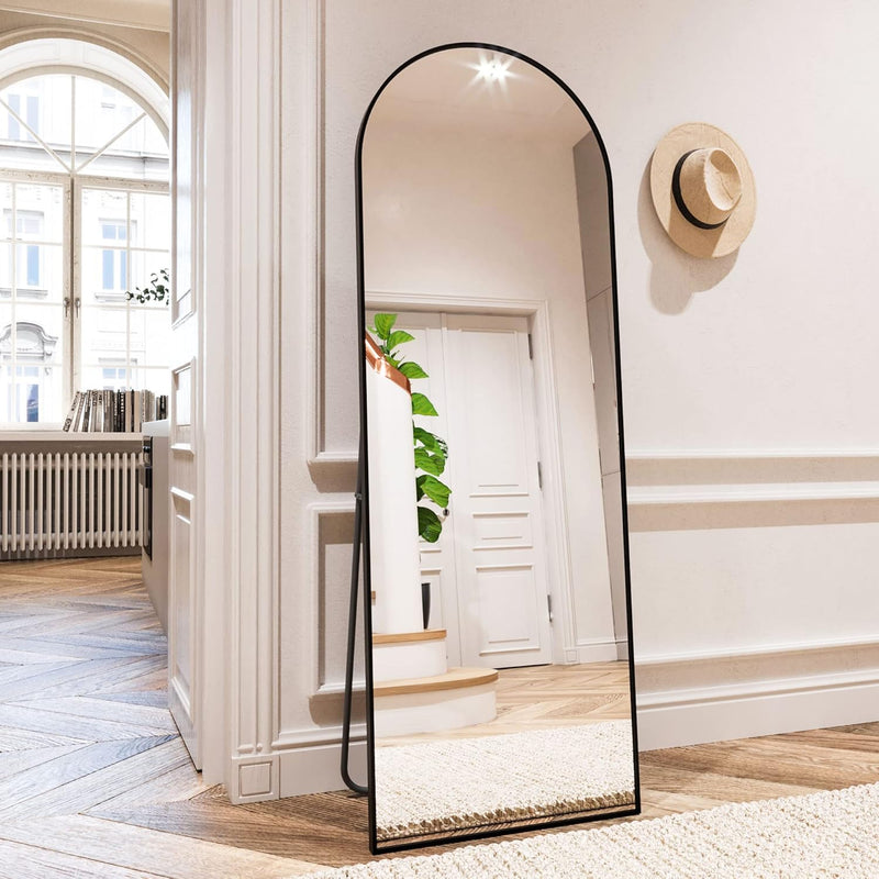 58"X18" Arched Full Length Mirror Aluminum Frame Free Standing Leaning Mirror