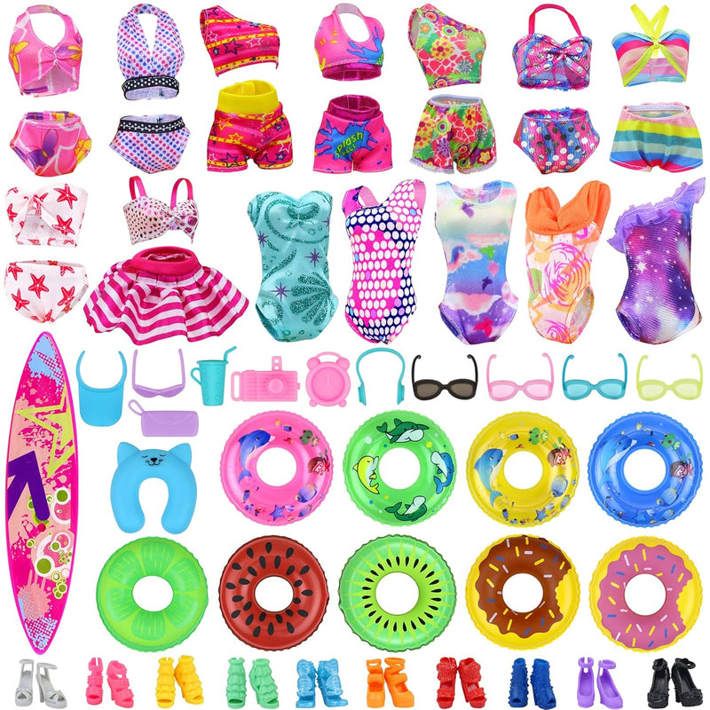 35 Pcs Doll Clothes Swimwear Beach Bathing Kit Including 10 Bikini Swimsuit