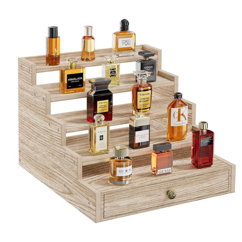 5 Tier Cologne Organizer For Men, Wooden Cologne Stand Rack Display Risers She