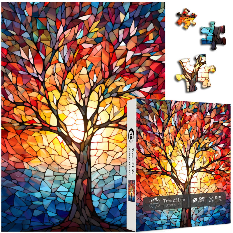 Stained Glass Puzzle, Tree Of Life Puzzles For Adults 1000 Pieces, Impossib