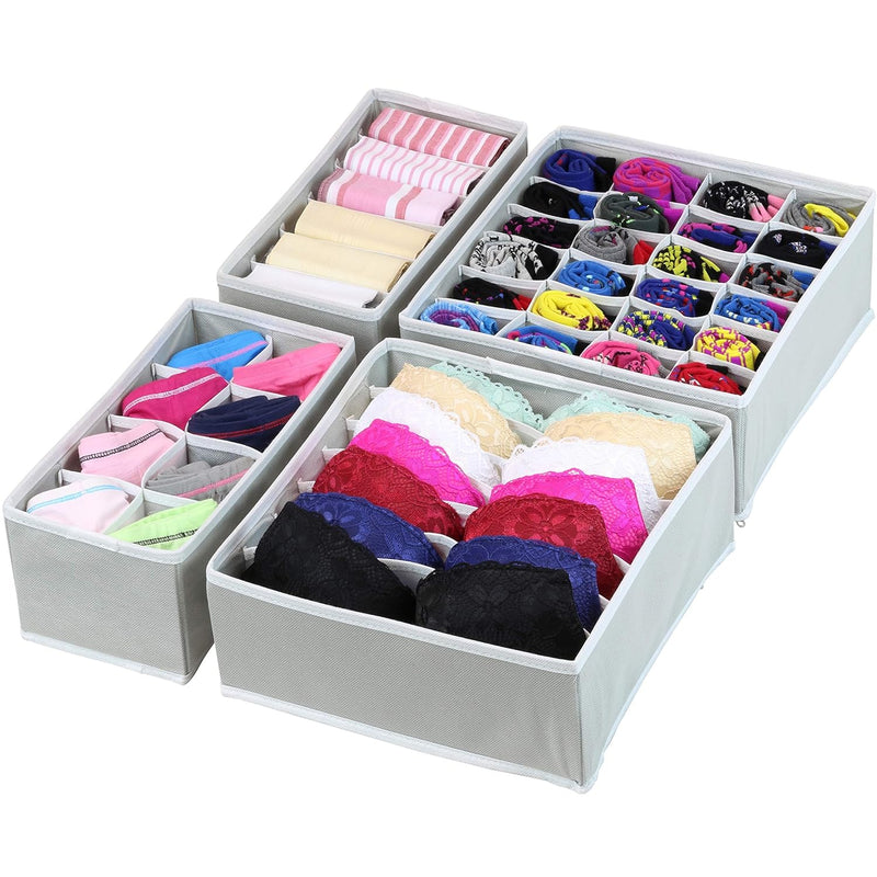 Closet Underwear Organizer Drawer Divider 4 Set, Gray