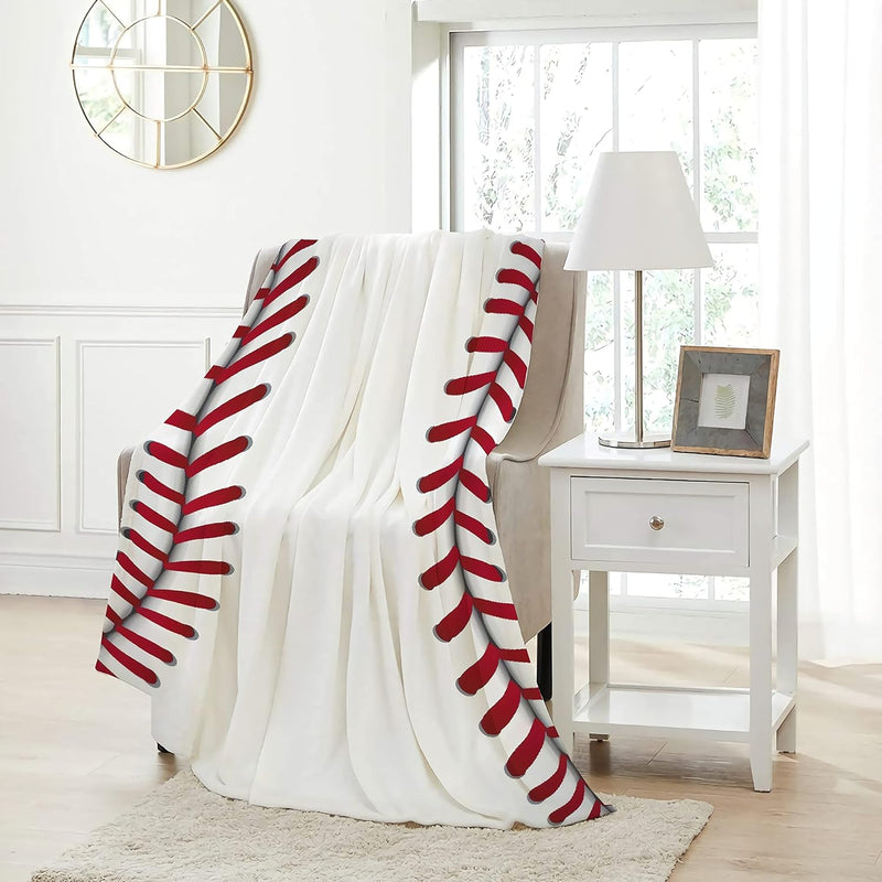 Cute Baseball Texture Throw Blanket Warm Lightweight Soft Cozy Warm Home Decor