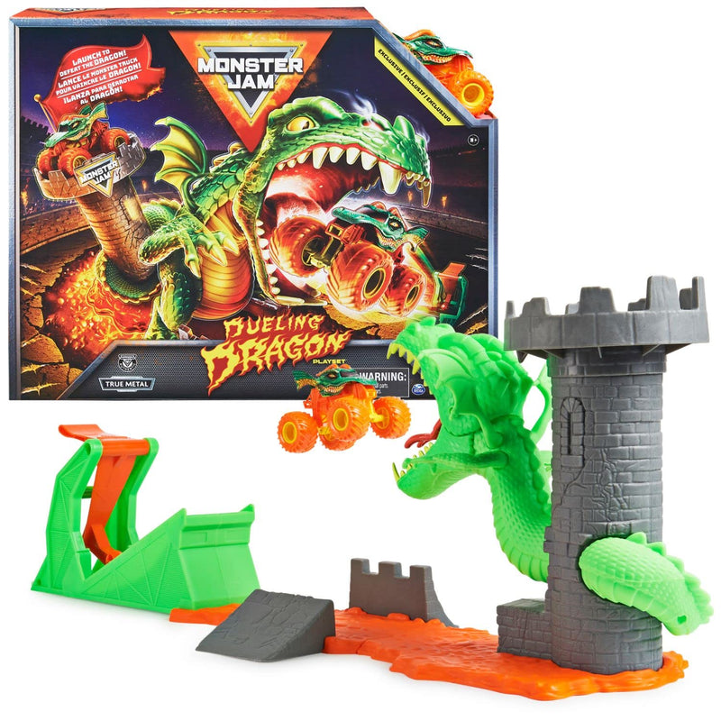 Monster Jam, Dueling Dragon Playset with Exclusive 1:64 Scale Dragon Monste