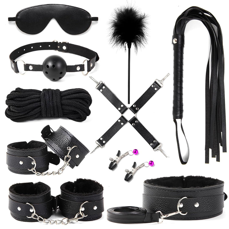 Bdsm Kit, Sex Bondage Gear & Accessories, 10Pcs Sets Couples Sex Toys, Bondaged Kit Adult, Sex Restraints, Restraints Kit Sex Toys For Couples, Adjustable Bondage Set.