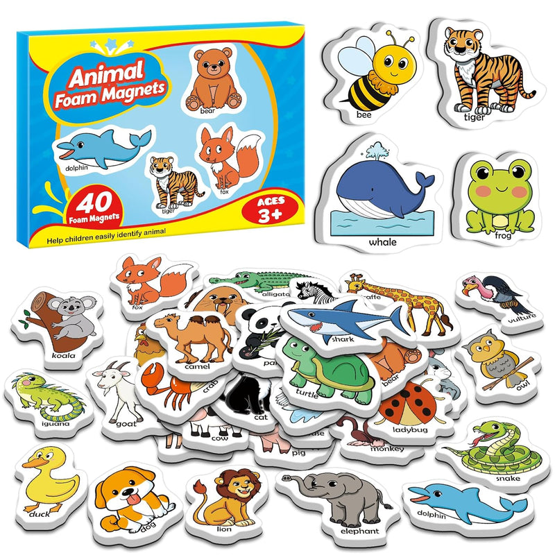 40 Animal Fridge Magnets For Toddlers,Animal Foam Refrigerator Magnets Toys