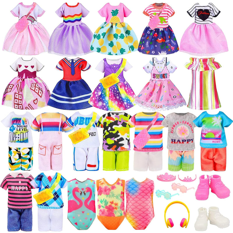 30 Pcs Mini 6 Inch Doll Clothes And Accessories Include 4 Tops, 4 Pants For