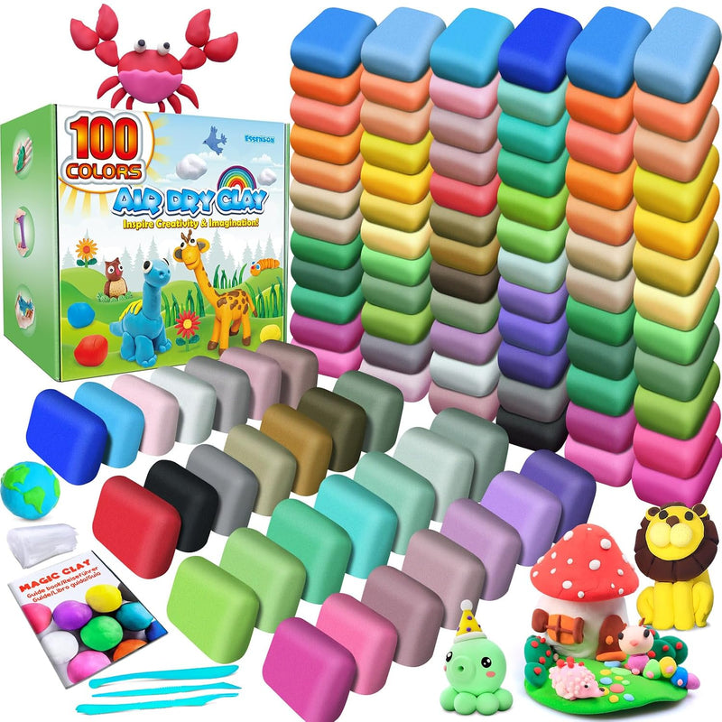 100 Colors Air Dry Clay Kit for Kids, Non-Sticky and Super Stretchy
