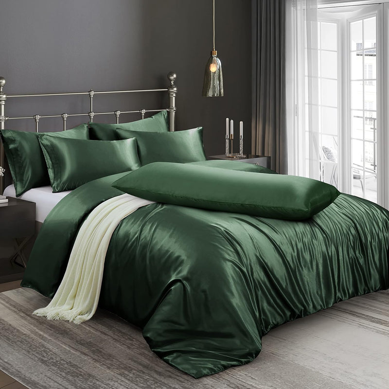 6 Pieces Satin Duvet Cover King Size Luxury Silky Bedding Duvet Cover Set With