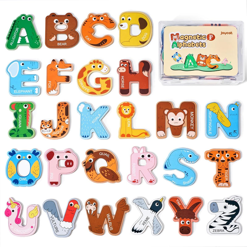 Wooden Thick Alphabet Magnets for Toddlers Fridge Large Size Cute Animal Co