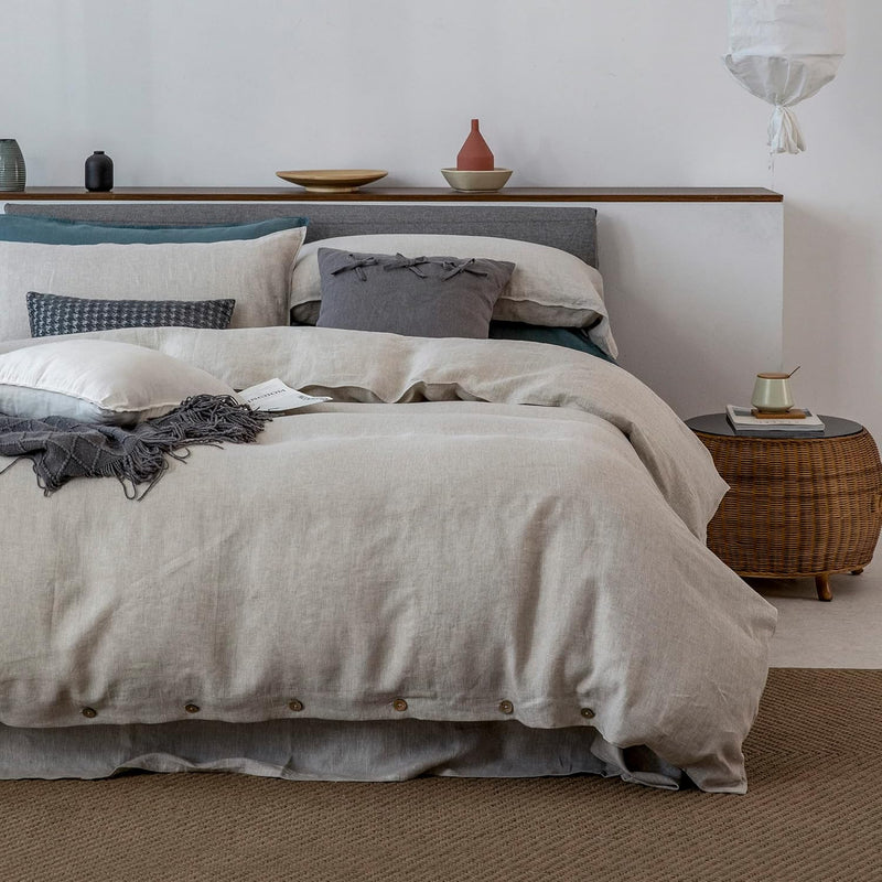 Linen Duvet Cover King Size, 100% Stonewashed French Linen Duvet Cover Set, 3