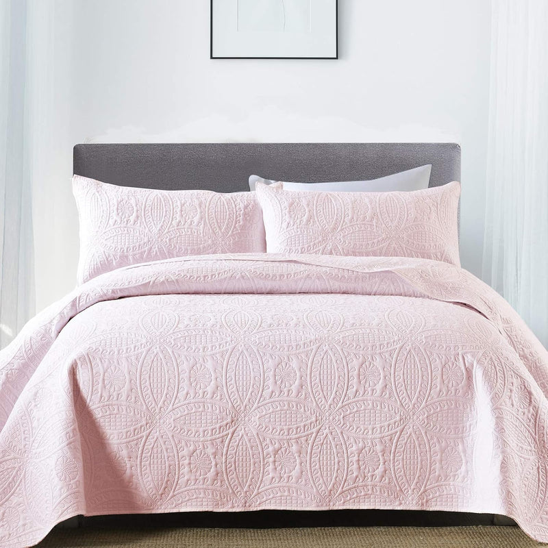 3-Piece Queen Quilt Set, Lightweight Soft Full Size Quilt Bedspread Coverlet (