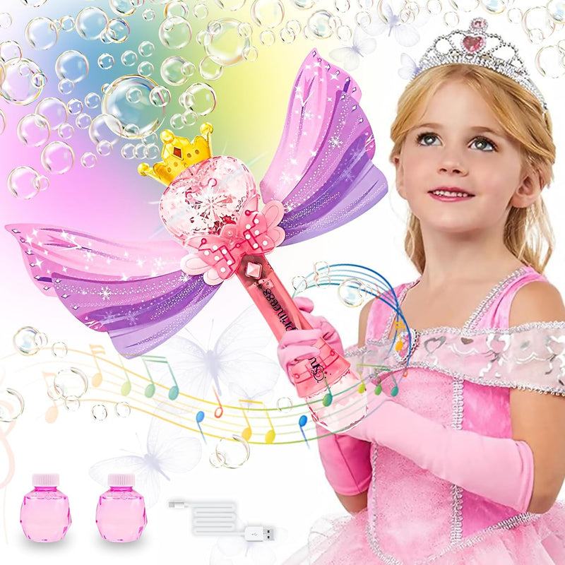 Bubble Wand Toys For Kids, Bubble Machine With Light & Music,Outdoor Paty Birt