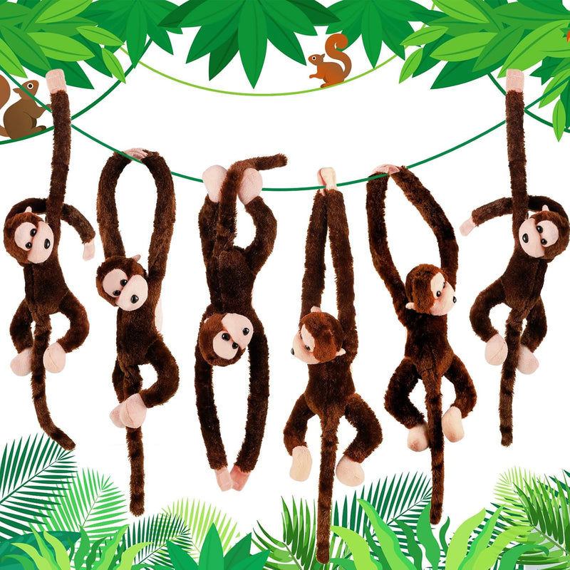 Hungdao 6 Packs Hanging Monkey Stuffed Animal Monkey Toy with Hook and Loop
