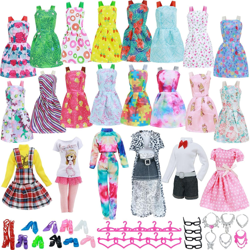 43Pcs Doll Clothes And Accessories Pack Including 10 Mini Dresses 3 Handmad