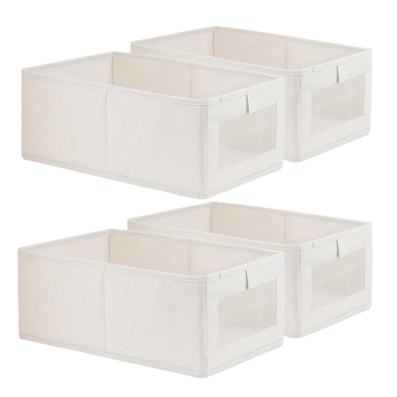 4 Pack Linen Storage Bins, Storage Containers For Organizing Clothing, Jeans, To
