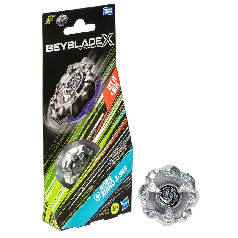 Beyblade X Horn Rhino 3-80S Booster Pack Set with Defense Type Right-Spinni