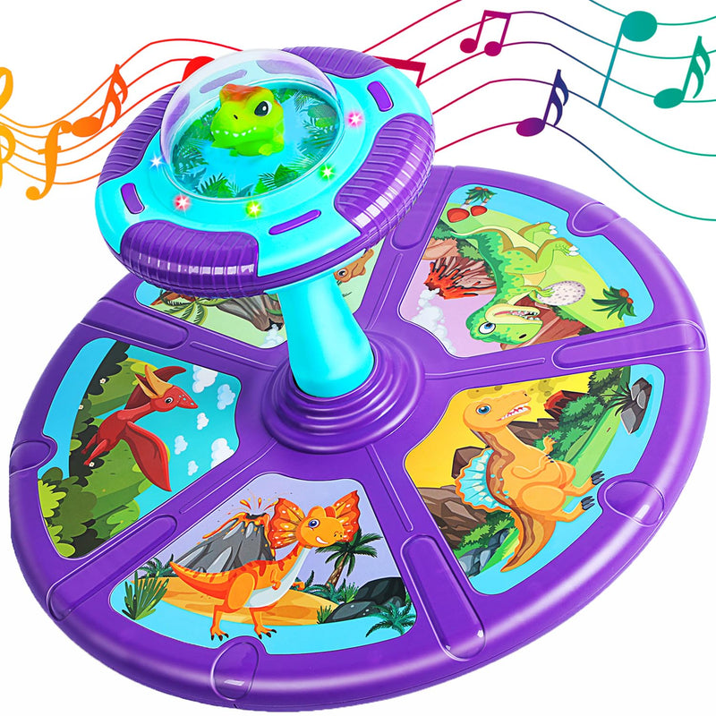 Dinosaur Sit And Spin Toys For Toddlers 2 4 With Flash Light And Music, 360