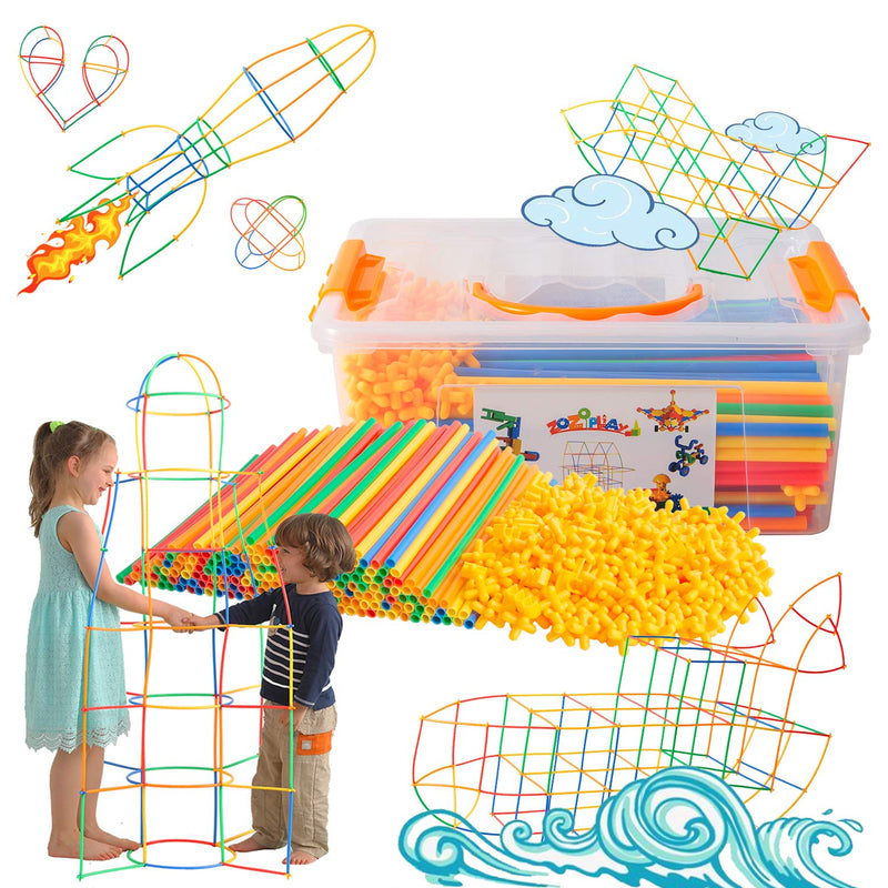 Straw Constructor Stem Building Toys 400 Piece Straws And Connectors Buildi