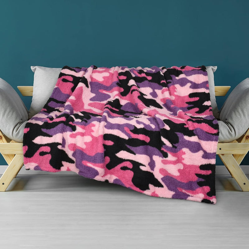 Camo Sherpa Blanket Soft Fleece Throw Blanket Luxury Warm And Cozy Camping Bla