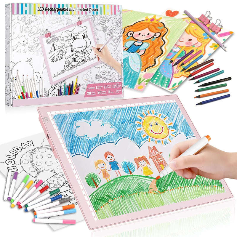 LED Drawing Tablet Kit with 15 Inch Pink Light Board for Diamond Painting