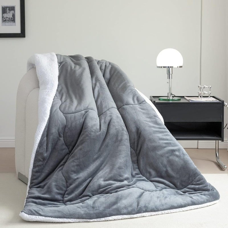 Sherpa Fleece Blanket Twin Size Super Thick, Fuzzy Plush Flannel Blanket For C