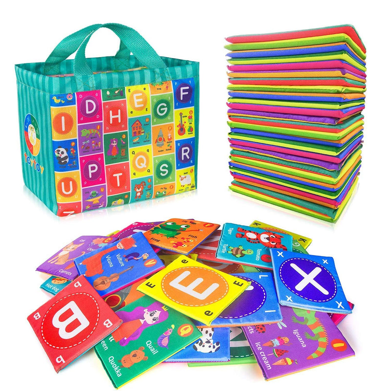 teytoy Baby Soft Alphabet Cards Toys, 26Pcs ABC Alphabet Baby Flash Cards E