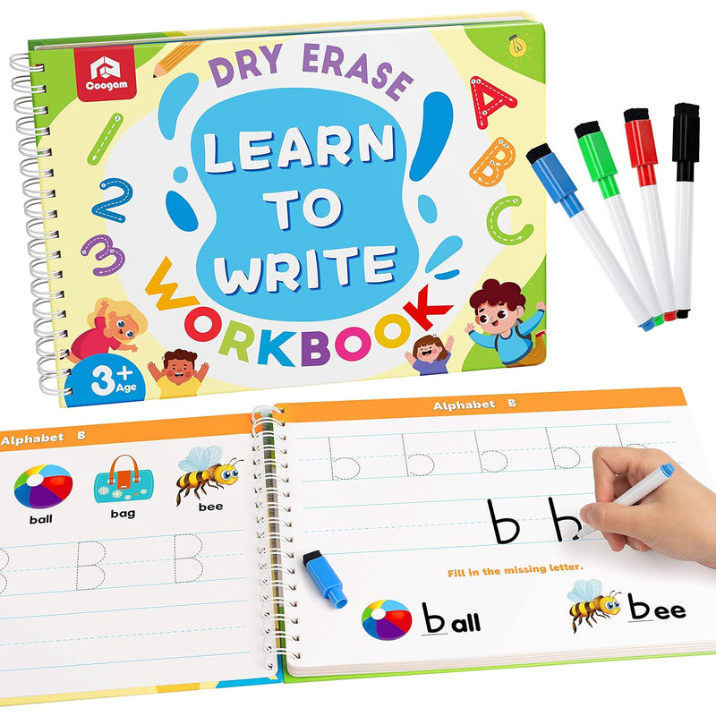 Coogam Learn to Write Workbook, Numbers Letters Practicing Book, ABC Alphab