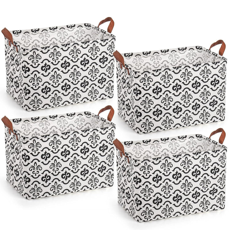 4 Pack Storage Bins With Handles, 15 X 10.25 X 9.75 Inch Fabric Storage Baskets