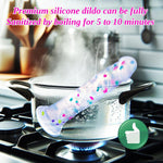 8 Inch Soft Liquid Silicone Clear Confetti Dildo With Suction Cup, Fantasy Colorful Transparent Anal Prostate G-Spot Dildo Strap On, Realistic Monster Shower Dildos No Balls Sex Toys For Women Men Gay
