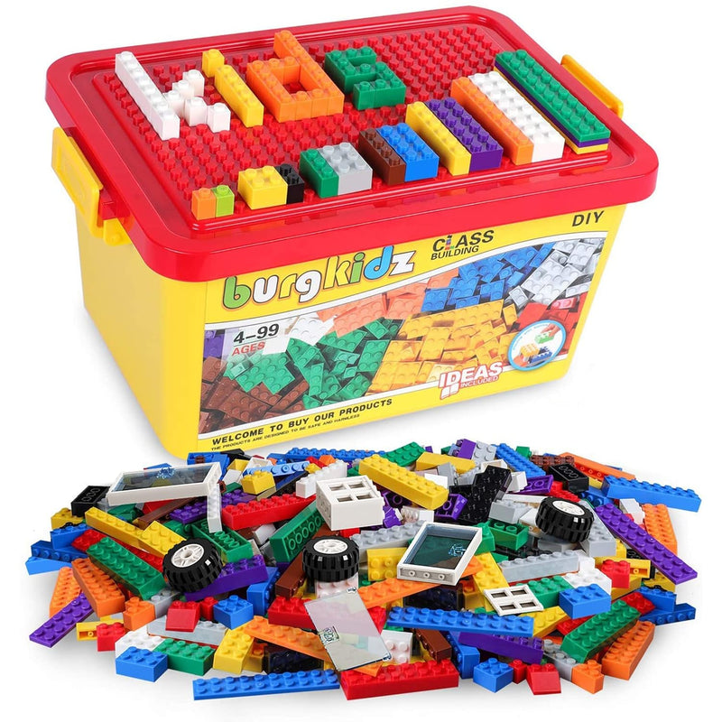 Building Bricks 568 Pieces Toys, Classic Building Blocks Includes Wheels, D