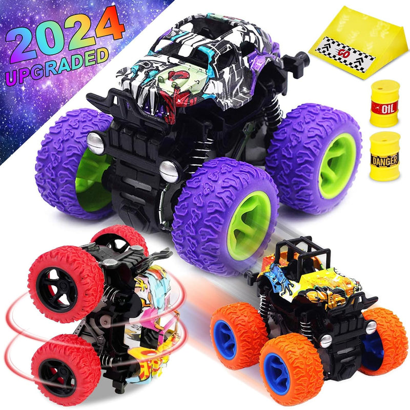 Monster Trucks Toys For Boys Friction Powered 3 Pack Mini Push And Go Car T