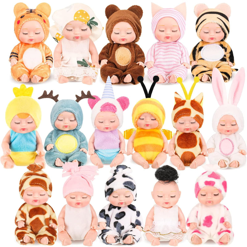 16 Pcs 4 Inch Mini Reborn Baby Dolls Realistic Baby Doll Lifelike Tiny Babi