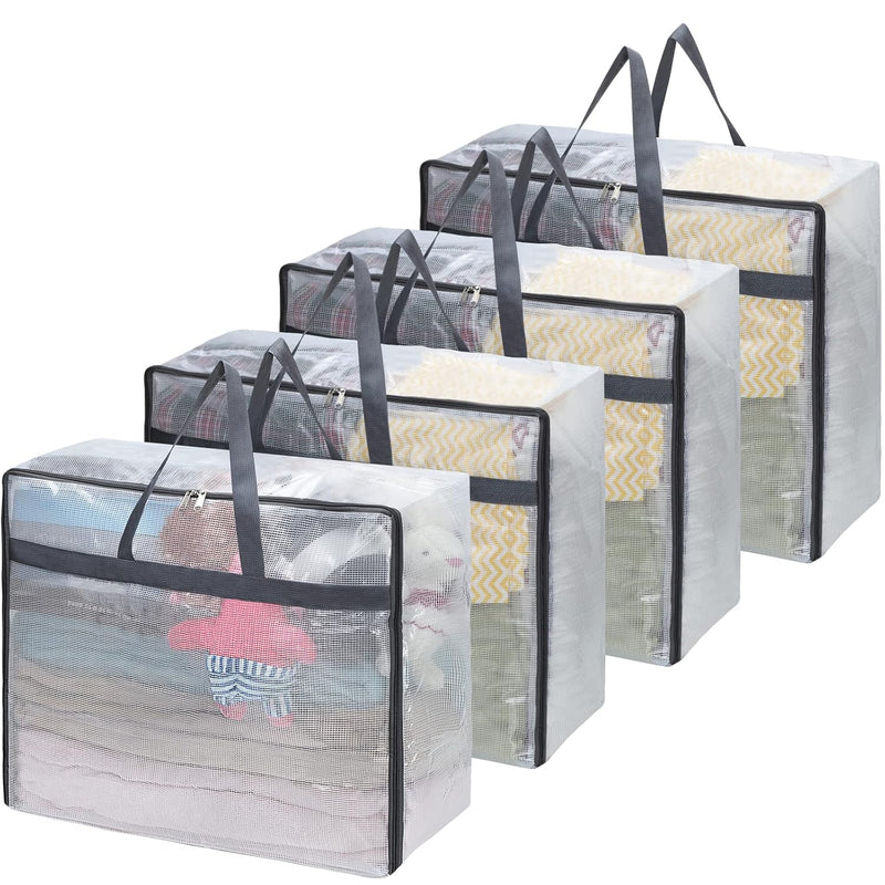 4 Pack Extra Large Capacity Blanket Storage Bags Clear Storage Bags With Zipper,