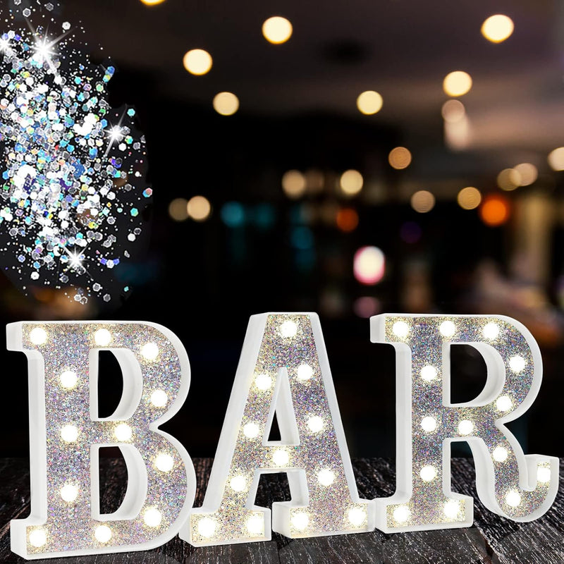 Light Up Bar Sign, Glitter Marquee Bar Letter Signs For Home Decor, Illuminate