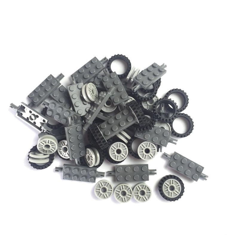 24 Mm X 7 Mm Tire,Wheel And Long Axles 50 Pieces Brick Building Chassis Pie